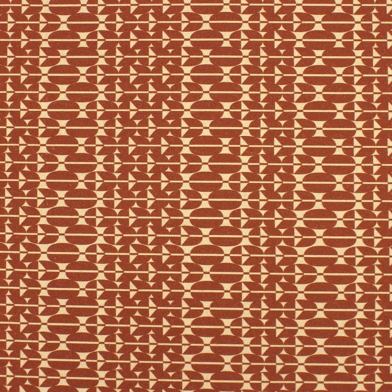 Tissu coton et lin graphique - brique