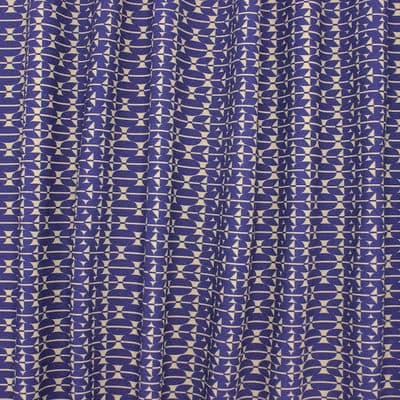 Tissu coton et lin graphique - bleu