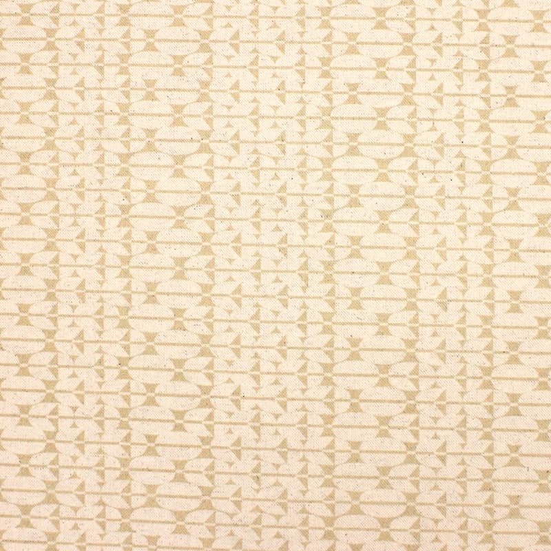 Tissu coton et lin graphique - beige