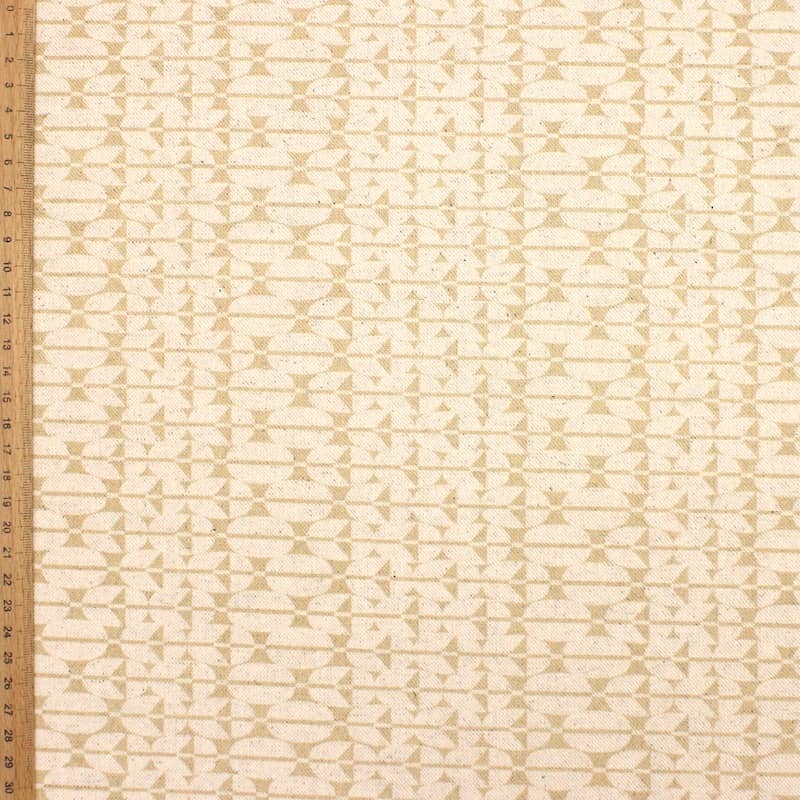Tissu coton et lin graphique - beige
