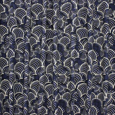 Cotton fabric with twill weave - navy blue and ecru 