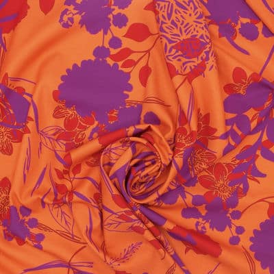 Twill de coton fleurs - orange