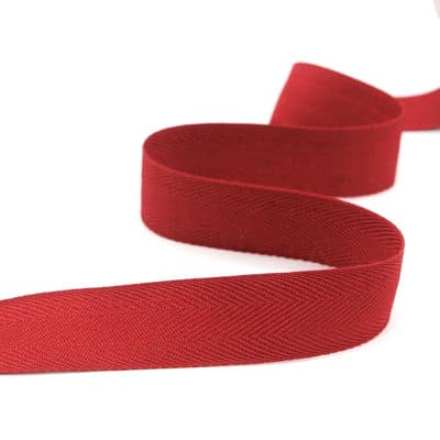 Polyester band met keperbinding - rood