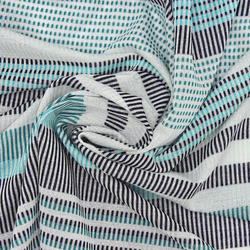 Striped knit fabric - tuquoise