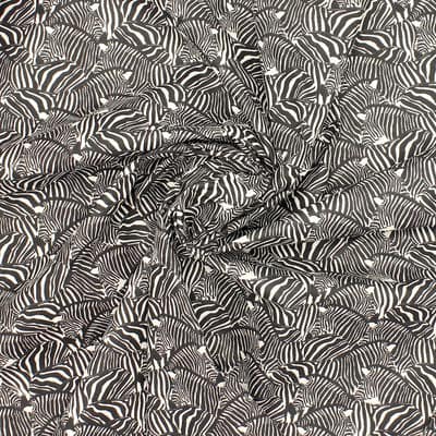 Tissu 100% coton zèbre - noir