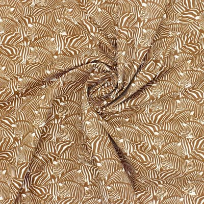Tissu 100% coton zèbre - brun
