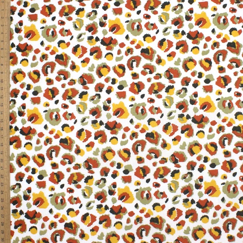 100% cotton fabric with leopard pattern - brick-colored