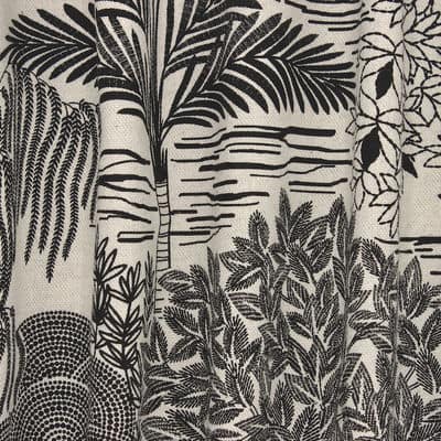 Upholstery fabric with foliage - black
