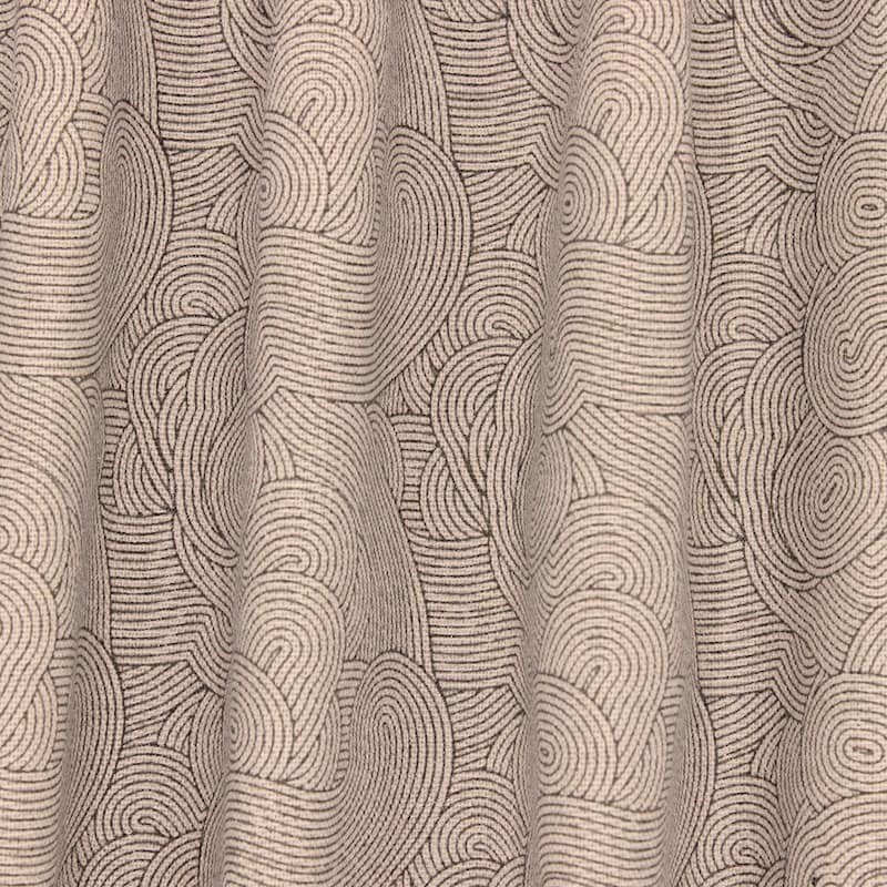 Upholstery fabric with graphic print - ecru and brown 
