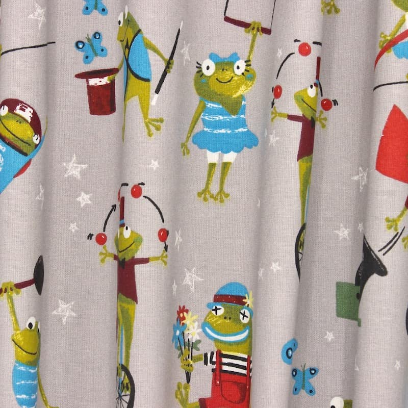 Upholstery fabric with frogs - grey