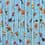 Upholstery fabric with frogs - blue