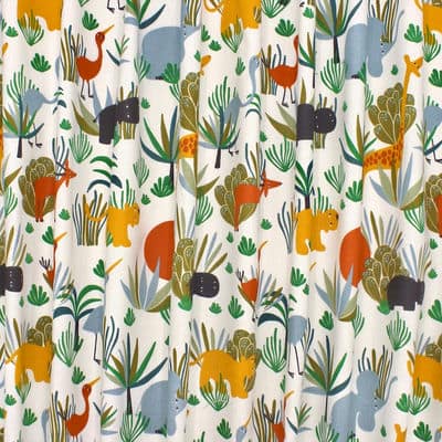 Upholstery fabric with animals - off-white