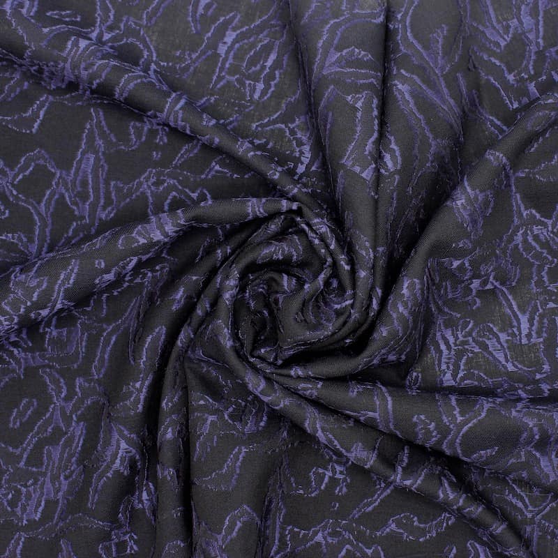 Devoré veil in silk and viscose - black 