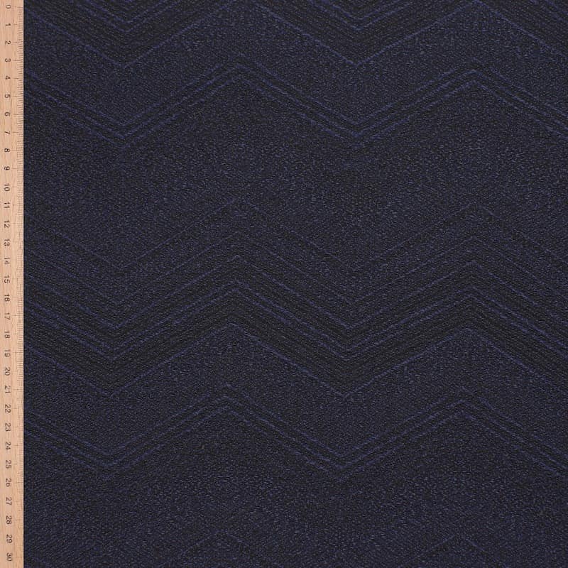 Fabric in viscose and polyester - black and navy blue 