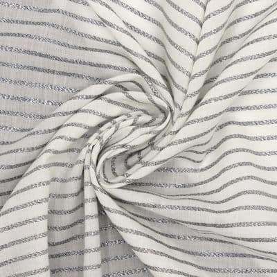 Veil in cotton and polyester with lurex stripes - off-white 