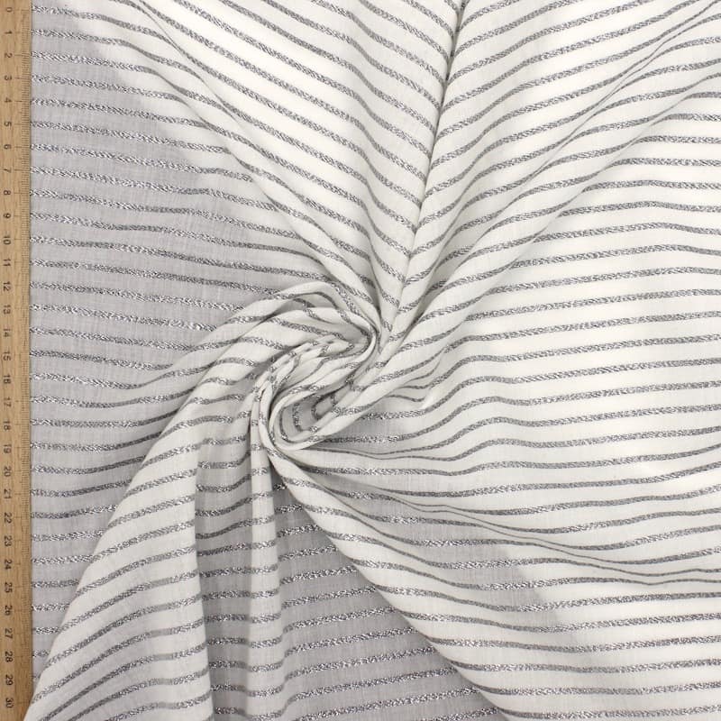 Sluier in katoen en polyester met lurex - gebroken wit 