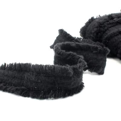 Braid trim with fringes - black 