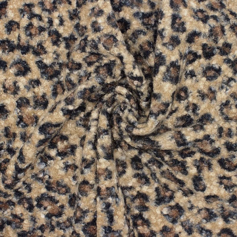 Fabric with loops and wool aspect - leopard print