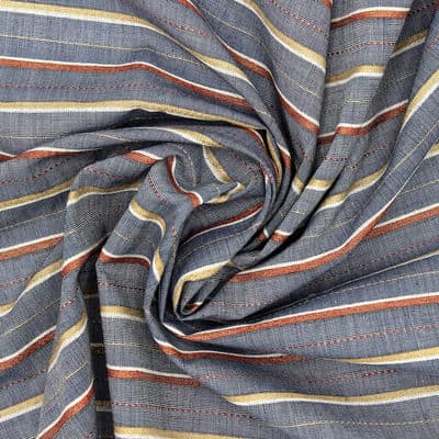 Striped jacquard fabric with lurex - blue 