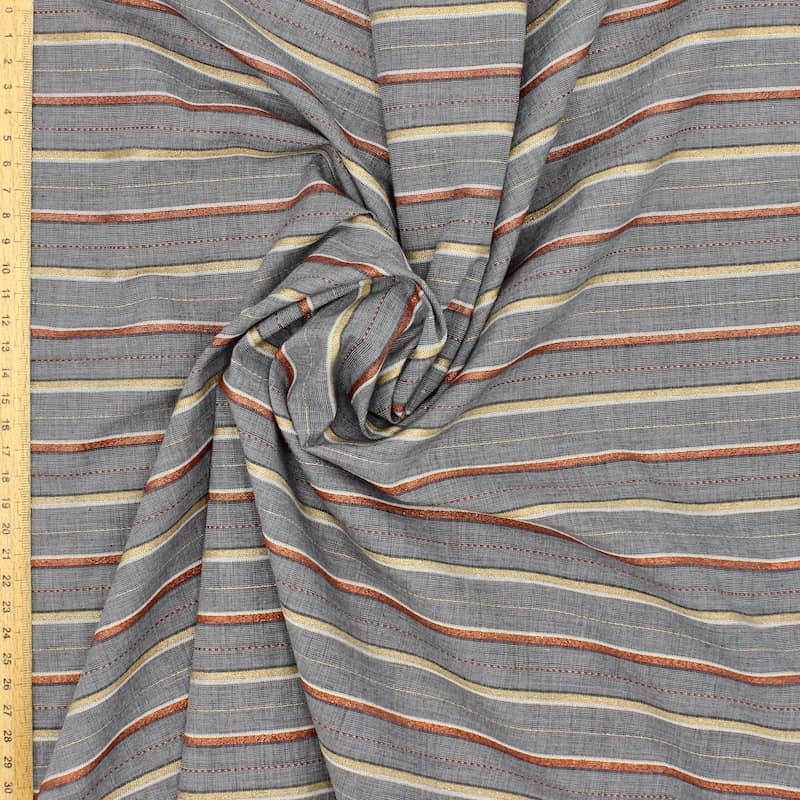 Striped jacquard fabric with lurex - grey 