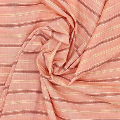 Striped jacquard fabric with lurex - pink tea 