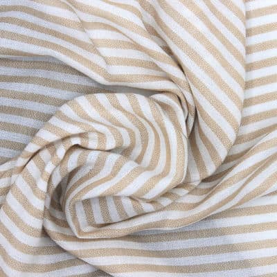 Striped viscose crêpe fabric - beige 