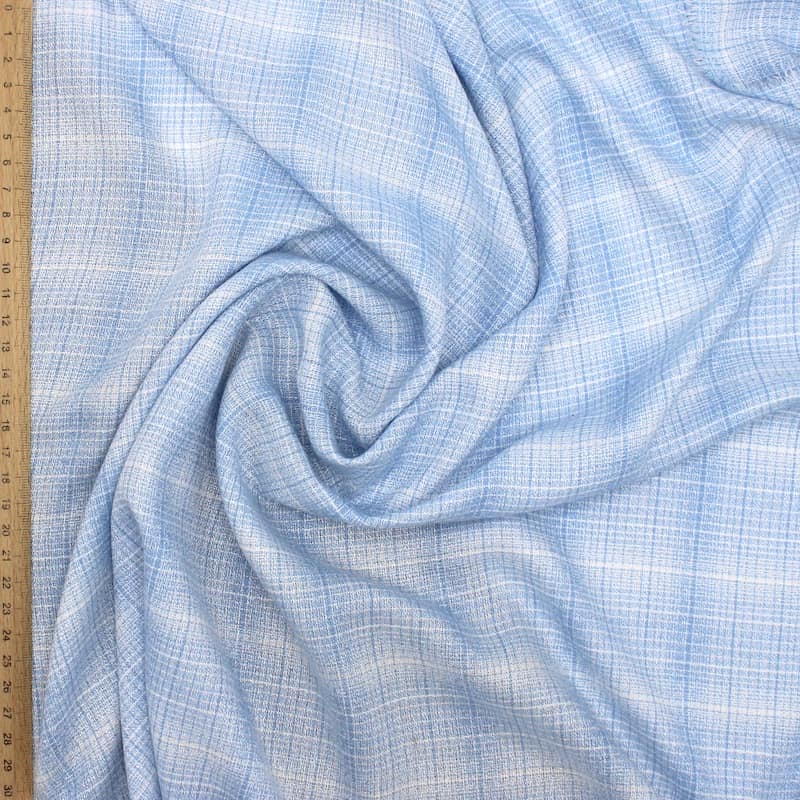 Checkered fabric 100% viscose - sky blue 