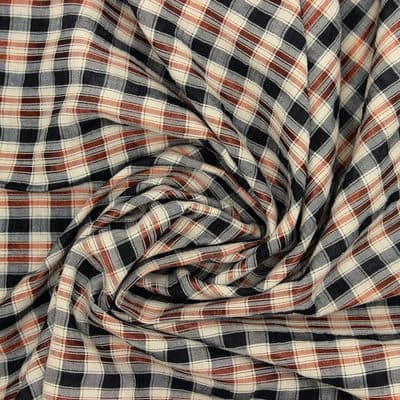 Checkered cotton fabric with lurex - beige 