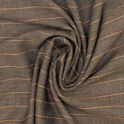 Striped fabric in cotton and viscose - brown 