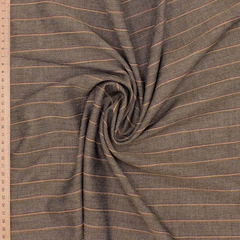 Striped fabric in cotton and viscose - brown 