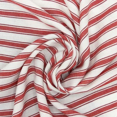 Striped viscose fabric - red 