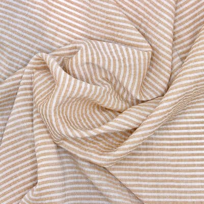 Striped viscose veil fabric - beige 