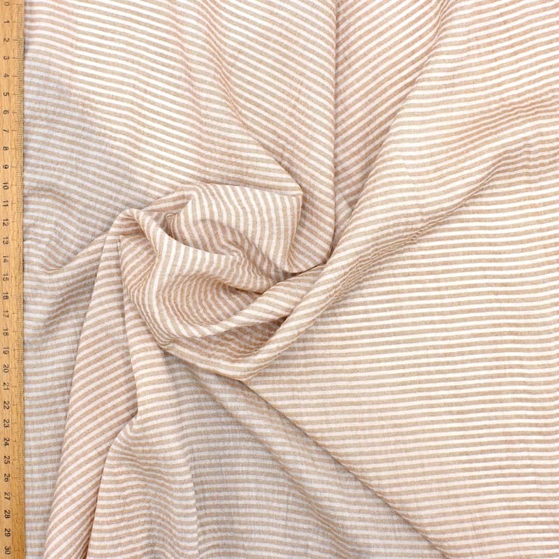 Striped viscose veil fabric - beige 