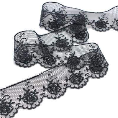 Valencienne lace ribbon - black 