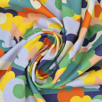 Softshell fabric with clouds - multicolored