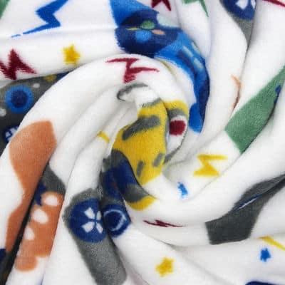 Minky velvet fabric with controller - white