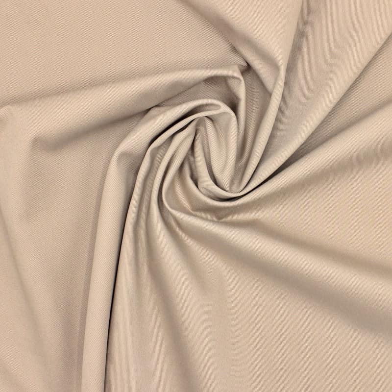 Gabardine cotton fabric - plain pebble beige
