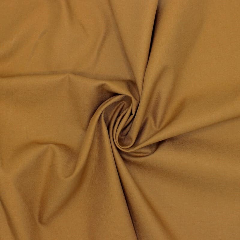 Gabardine cotton fabric - plain havana beige