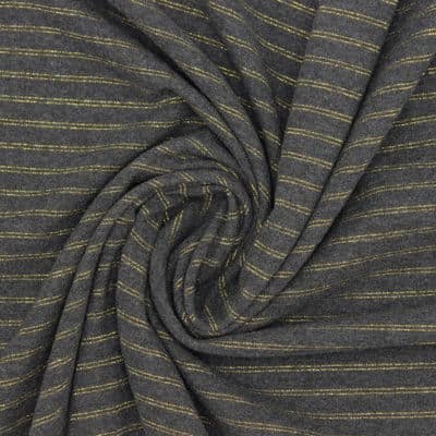 Striped knit fabric with lurex  - antracite 