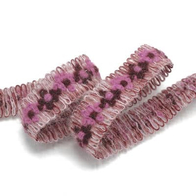 Fantasy ribbon with flowers - pink and burgondy 