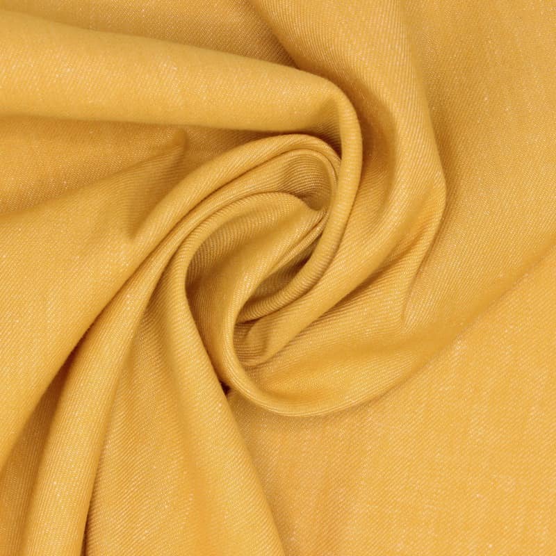 Rekbare stof in linnen en katoen - geelbruin