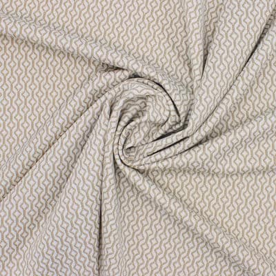 Knit viscose fabric with graphic print - beige 