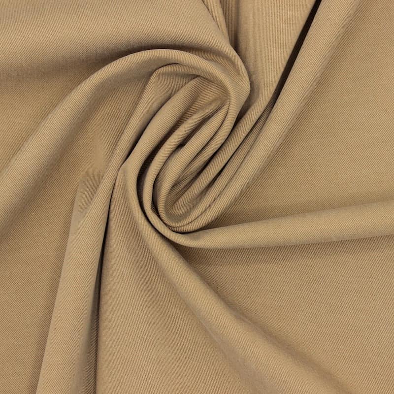 Extensible twill fabric with washed silk aspect - beige 