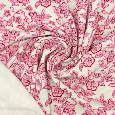 Sweatshirt fabric with flowers - pink