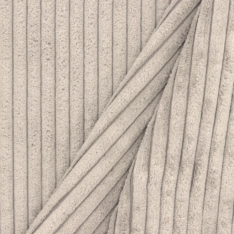 Ribbed velvet upholstery fabric - light grey 