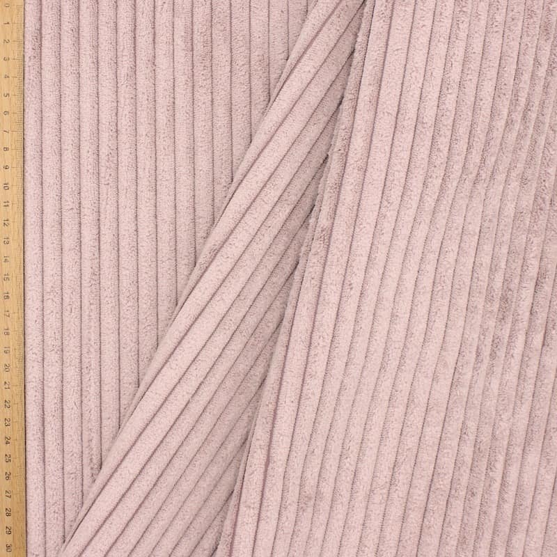 Ribbed velvet upholstery fabric - old pink 
