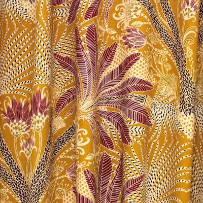 Cotton fabric with foliage - curry 