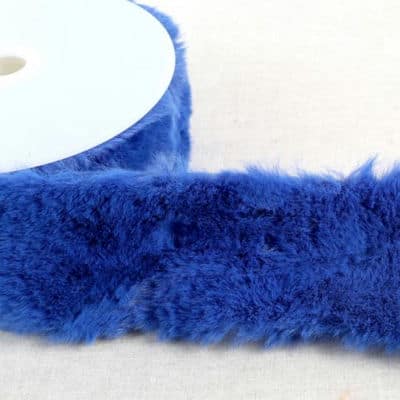 Acrylic faux fur ribbon 8 cm - royal blue