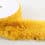 Acrylic faux fur ribbon 8 cm - mustard yellow