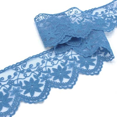 Embroidered tulle edelweiss - lavender blue